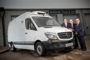 Freezerent’s Lee Dorward, centre, with Midlands Truck & Van Sales Executive Joe Lynock, left, and Used Van Sales Executive Gary Poole 